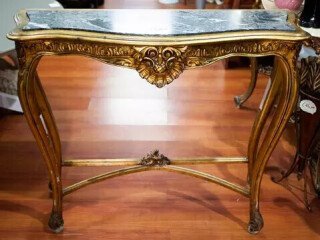 console-vintage-dorata-con-piano-in-marmo-cod-24354